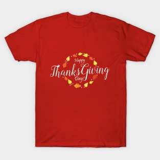 Happy Thankgiving day in white design T-Shirt